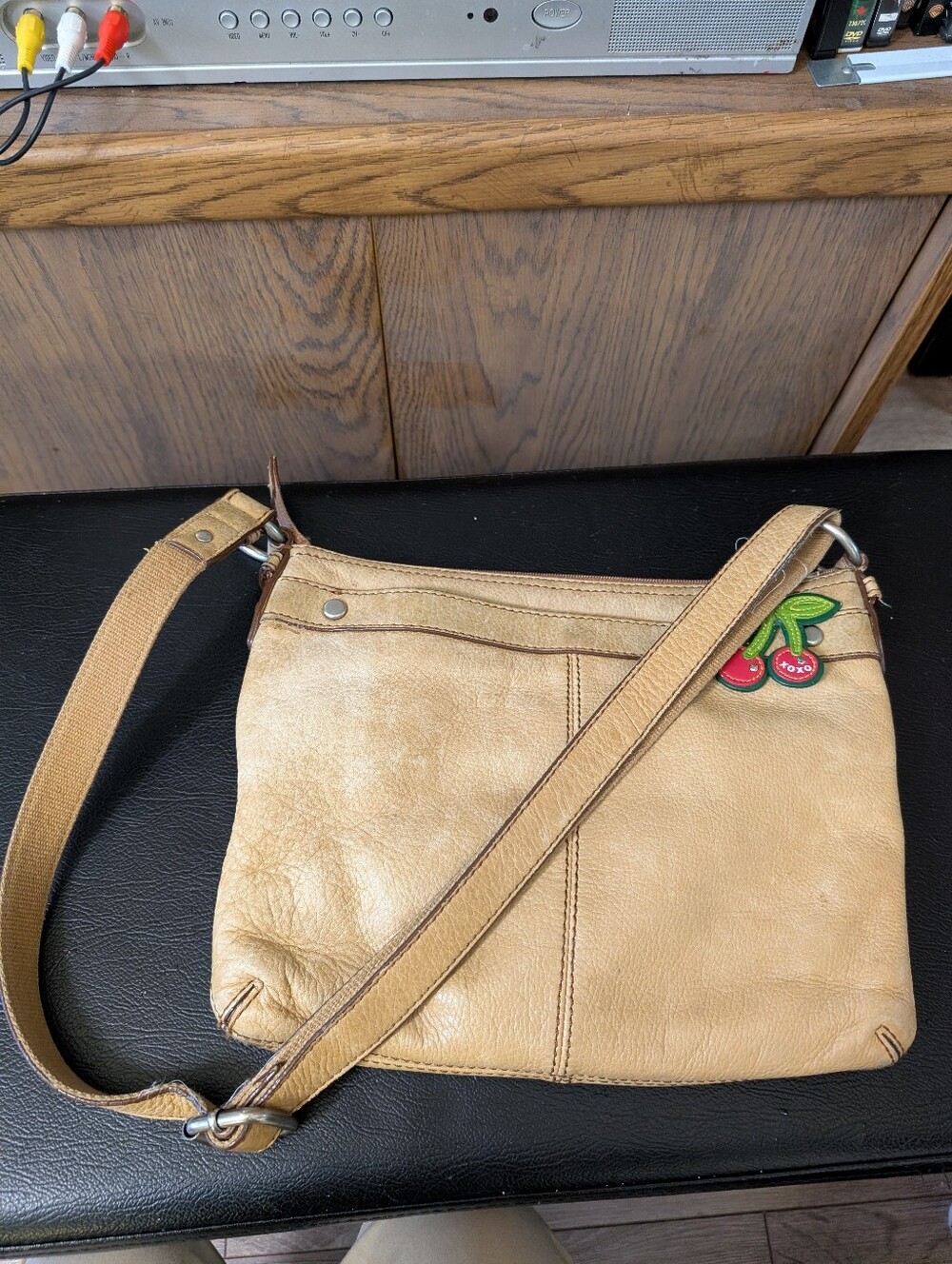 Fossil Beige Tan Leather Shoulder Bag - Picture 7 of 12